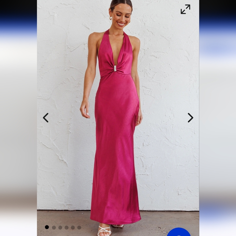 Saints & Secrets Oasis Diamante Halterneck Maxi Dress Fuchsia - Picture 3 of 12